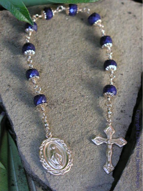 Sapphire Gold Single Decade Rosary