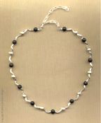 Twisted Silver Black Onyx Necklace